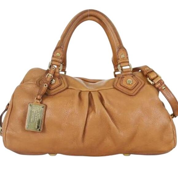 Vintage Marc Jacobs Classic Q Baby Groove Handbag Satchel Purse Brown Tan